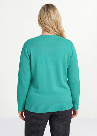 Gilet zippé uni mi-long maille épaisse Emeraude