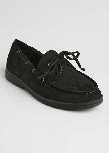 Mocassins suédine à lacets style bateaux Noir