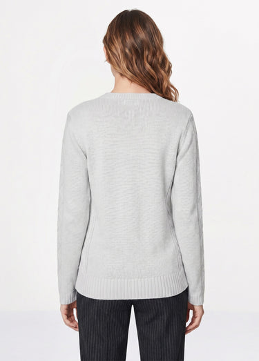 Gilet zippé uni mi-long maille épaisse Argent