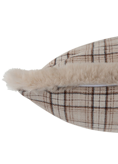 Coussin déco à carreaux avec franges Carreaux Gris