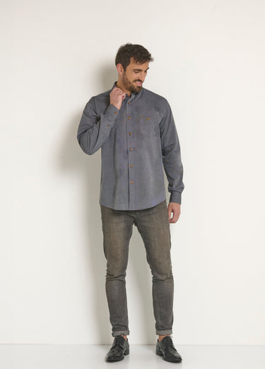 Chemise manches longues en coton Gris