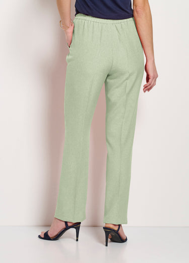 Pantalon droit ceinture semi-élastiquée Vert Amande