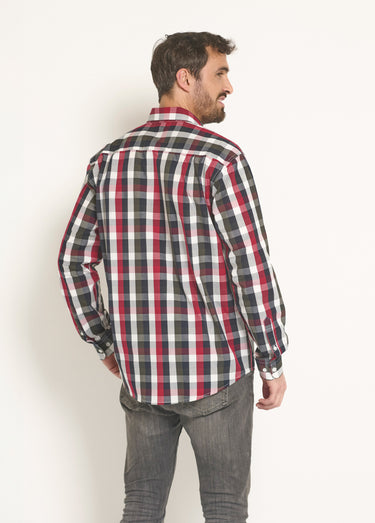 Chemise en coton à grands carreaux Marine/Rouge