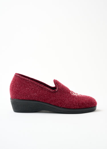 Chaussons ballerine grande largeur brodés Bordeaux