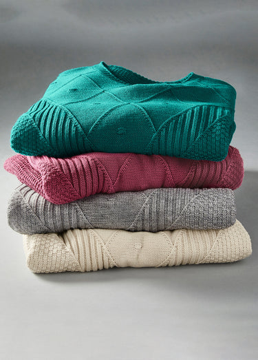 Pull cape en maille reliefée Beige
