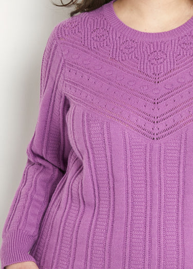 Pull ajouré doux col rond Parme