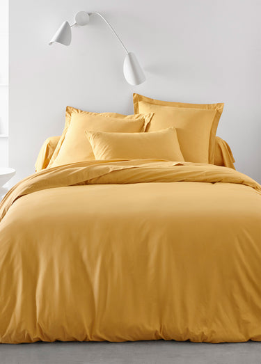 Taie d'oreiller coton unie Ocre