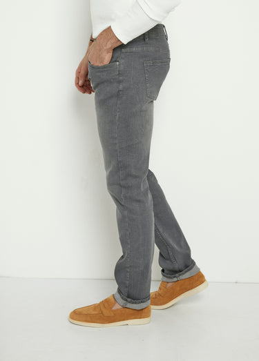 Jean 5 poches coupe droite, extensible Gris