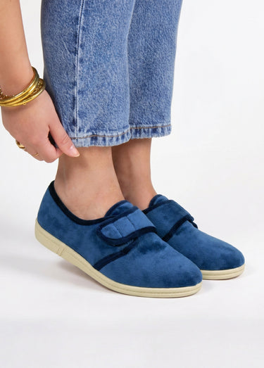 Chaussons scratchés fourrés Marine