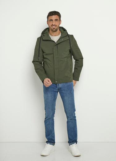 Veste déperlante chaude à capuche Kaki