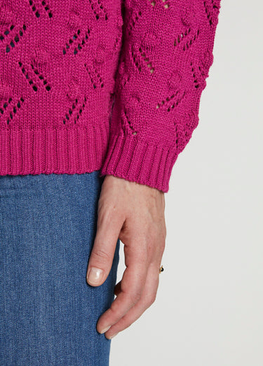 Gilet cardigan boutonné court maille boules Cassis
