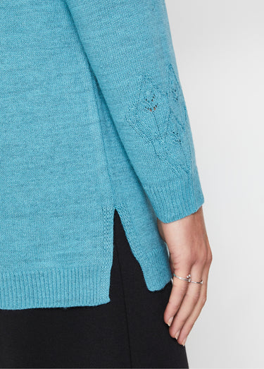 Pull-tunique chiné ajouré col rond Aqua