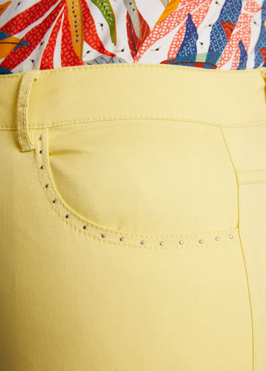 Pantacourt taille élastiquée 5 poches Jaune