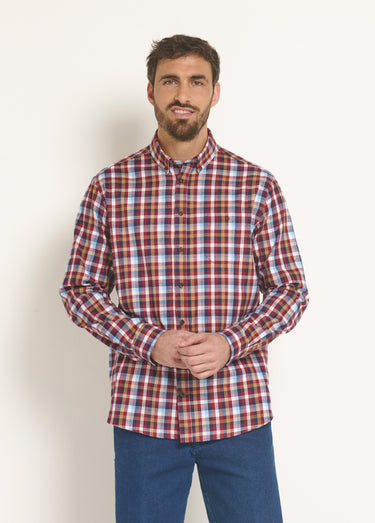 Chemise flanelle détails velours, chic Carreaux Rouge