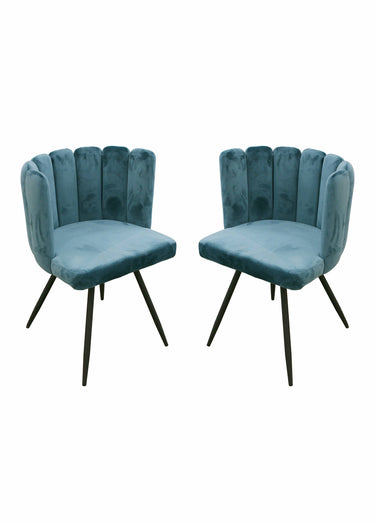 Chaises velours dossier capitonné 1G Bleu Canard