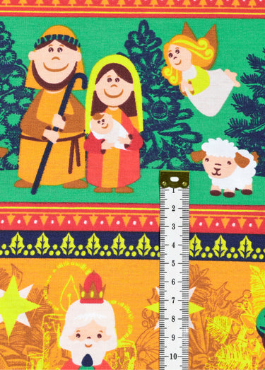 Coupon tissu Noël, motif crèche Imprime Creche