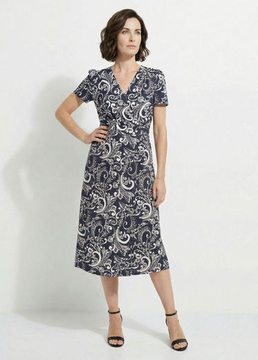 Robe longue cache-coeur taille élastiquée Noir/Ecru
