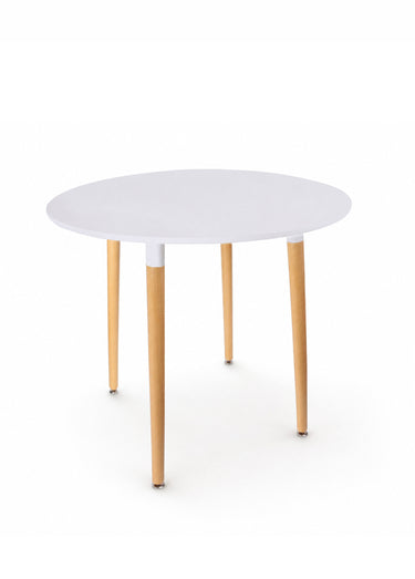 Table à manger ronde bicolore en bois Blanc