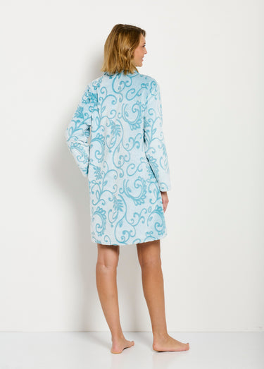 Peignoir robe de chambre polaire court boutonné Vert Canard