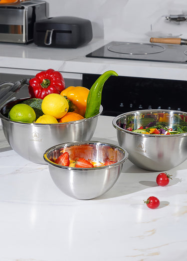 Set 3 bols de conservation en inox Gris