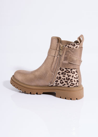 Bottines métallisées détail talon  léopard Taupe/Leopard