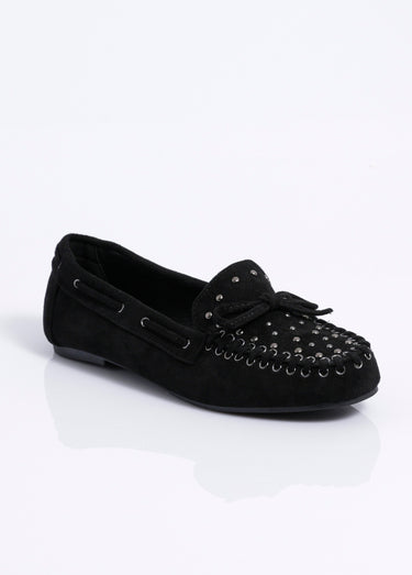 Mocassins avec liens et clous métal Noir