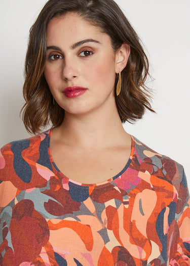 T-shirt manches longues imprimé Cassis/Gris