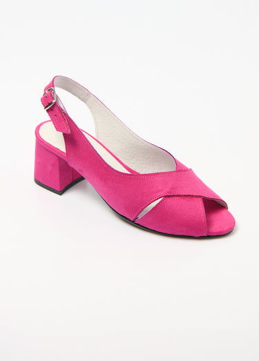 Sandales à talon brides croisées largeur confort Fuchsia
