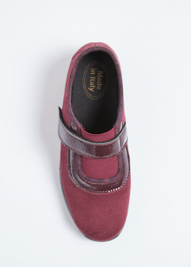 Mocassin élastiqués scratchés confort Bordeaux