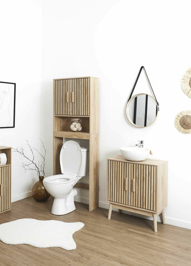 Meuble sous vasque en bois claustra Marron