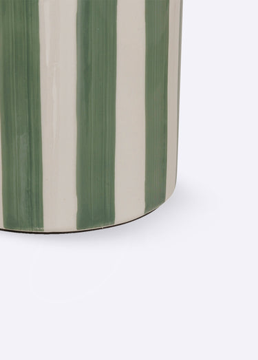 Lampe à poser, pied en céramique rayée Vert