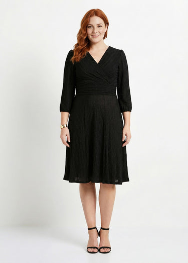 Robe courte pailletée cache-coeur Noir