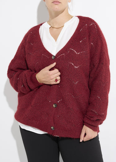 Gilet chaud maille mousseuse avec laine Bordeaux