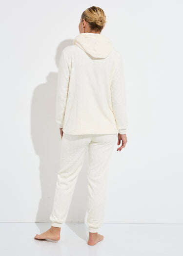 Pyjama chaud polaire avec haut sweat Blanc