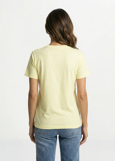 T-shirt col rond avec épaule boutonnée Jaune