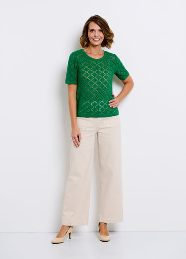 Pull fin court ajouré manches courtes Vert
