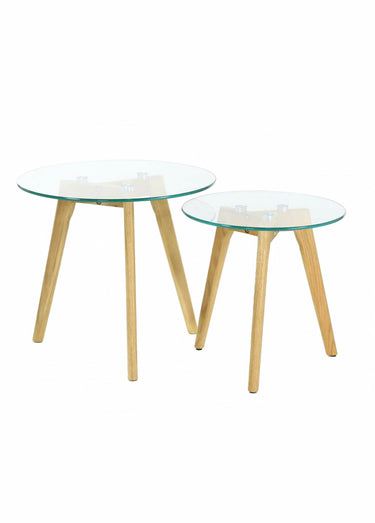 Tables plateau verre rond et pied compas Transparent