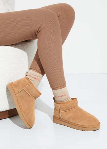 Low boots fourrées semelle compensée Camel
