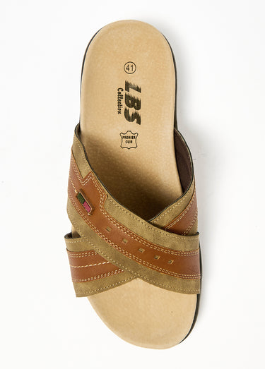 Mules brides croisées semelle confort Camel