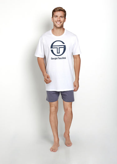 Pyjama manches courtes avec short Blanc/Gris