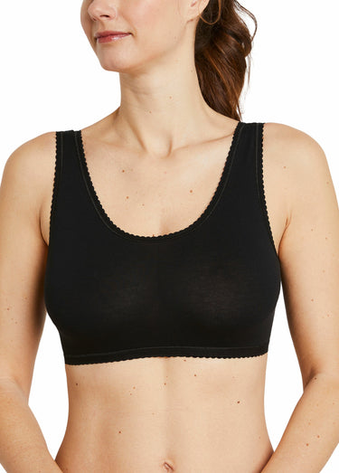 Brassière en coton extensible Noir