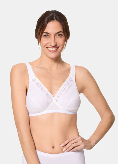 Soutiens-gorge sans armatures coton et dentelle Blanc Lot 2