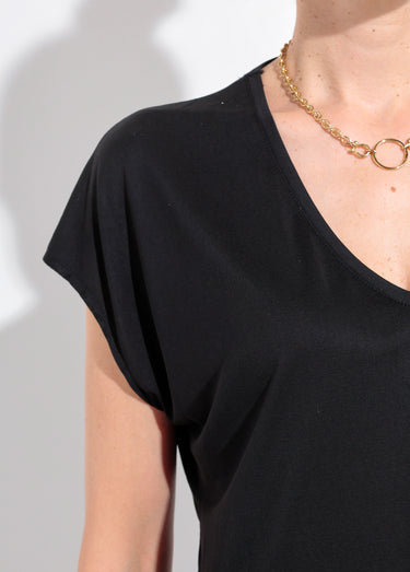 T-shirt fluide manches courtes porté loose Noir