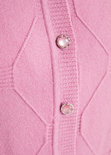 Gilet cardigan uni boutonné modal mélangé Rose