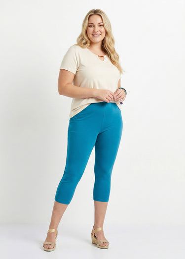 Legging court coton taille élastiquée Aqua