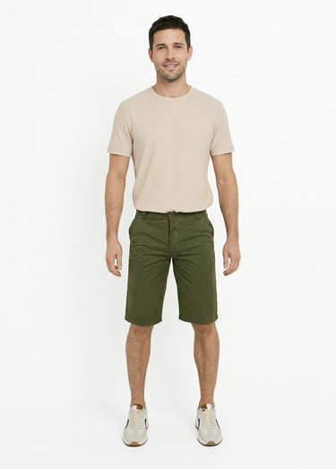 Bermuda pur coton, style chino Kaki