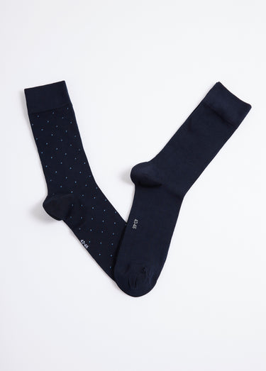 Lot de 2 Chaussettes pois et côtes Bleu