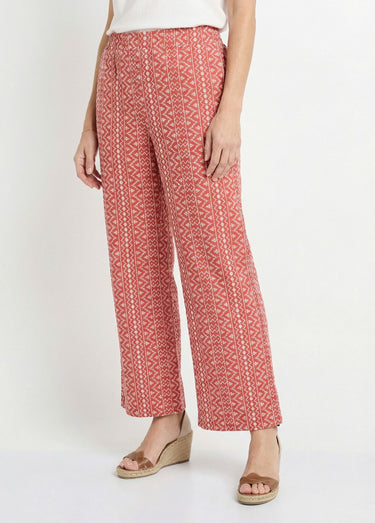 Pantalon large coton, broderie anglaise Vieux Rose