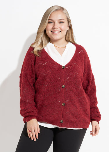 Gilet chaud maille mousseuse avec laine Bordeaux