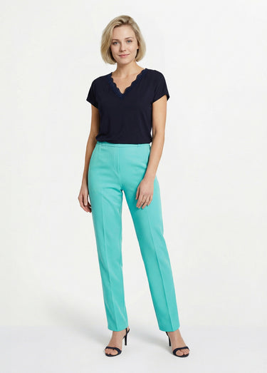 Pantalon droit taille semi-élastiquée Vert